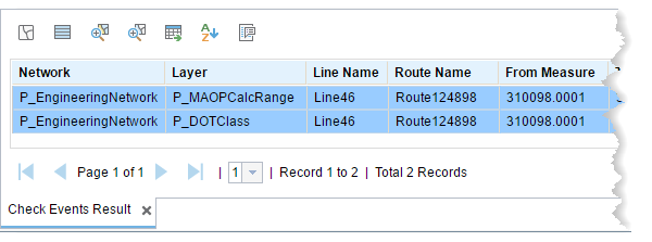 Check Events Results table Check Events Results table